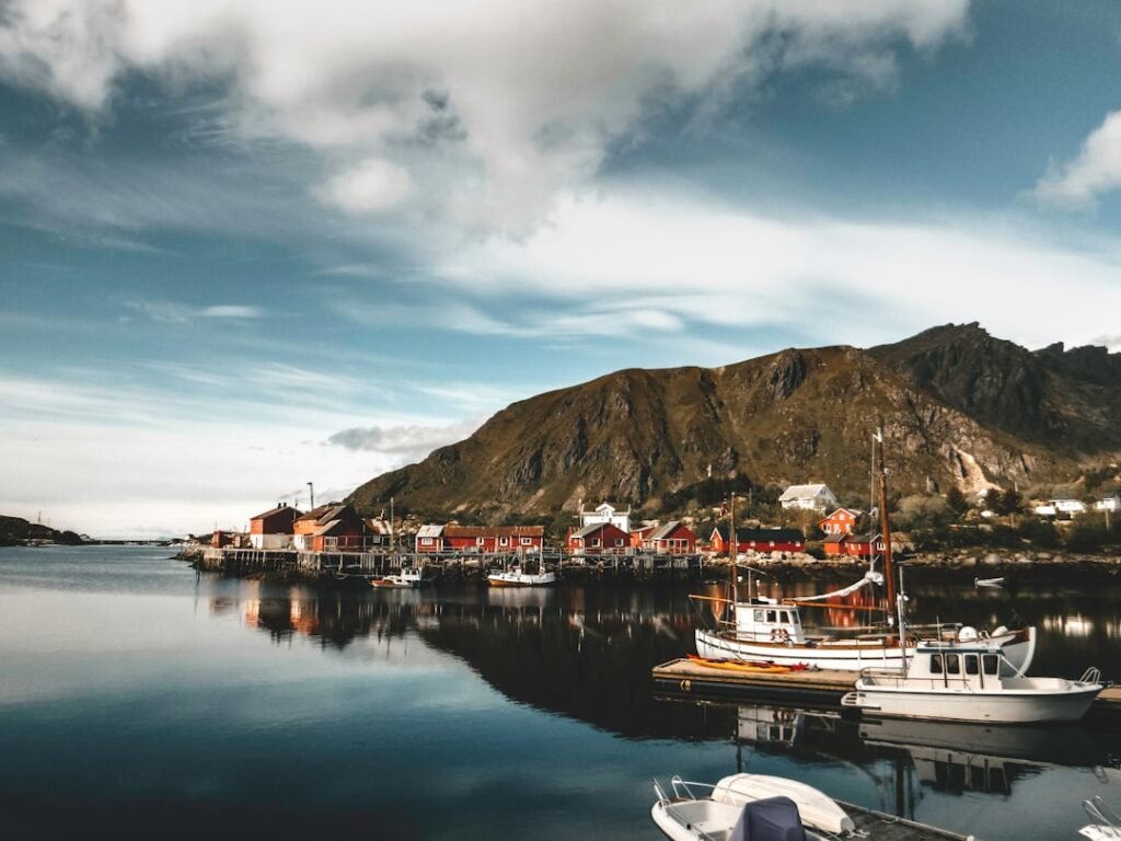 Photo Norwegian desserts Nouns: dessert, Norway Image: Fjord view