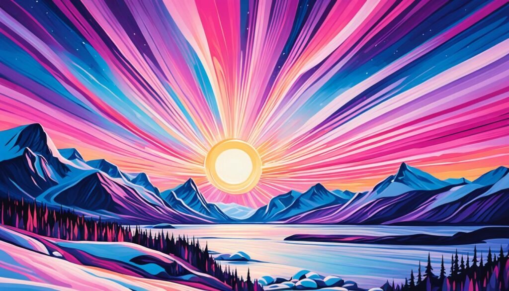 Czar norweskiego słońca o północy i zorzy polarnej